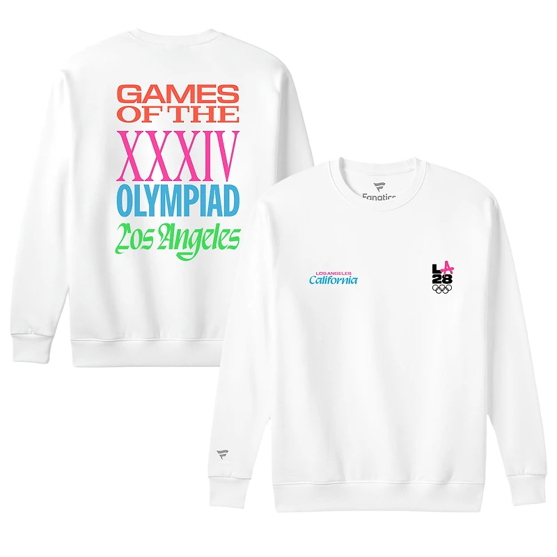 Men's Fanatics White LA28 Superbloom Collection Sweatshirt