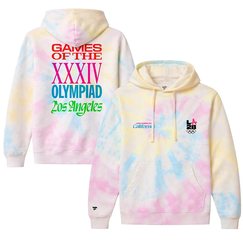 Sweat à capuche tie-dye blanc LA28 Superbloom Collection pour homme de Fanatics