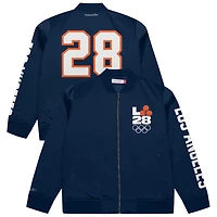 Veste bomber zippée en satin bleu marine Mitchell & Ness LA28 x NBA All-Star Game pour homme
