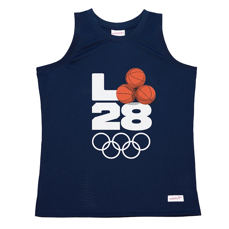 Men's Mitchell & Ness Navy LA28 x NBA All-Star Game Swingman Mesh Tank Top