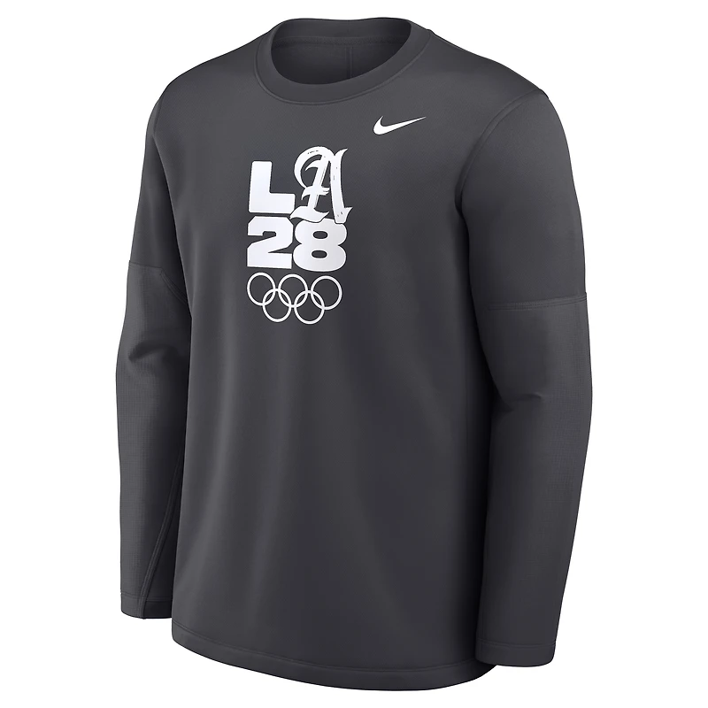 Haut à manches longues Nike LA28 Coaches Retro Stripe Therma-FIT noir pour homme