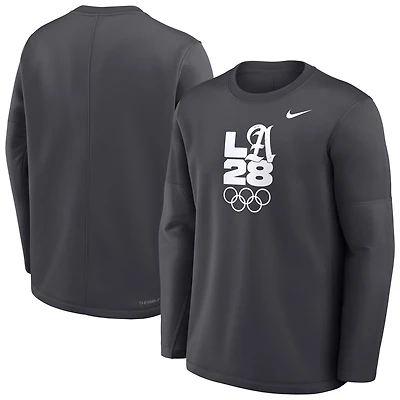 Men's Nike Black LA28 Coaches Retro Stripe Therma-FIT Long Sleeve Top