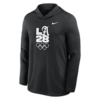 Men's Nike Black LA28 Summer Olympics Lightweight Dri-FIT Long Sleeve Hoodie T-Shirt