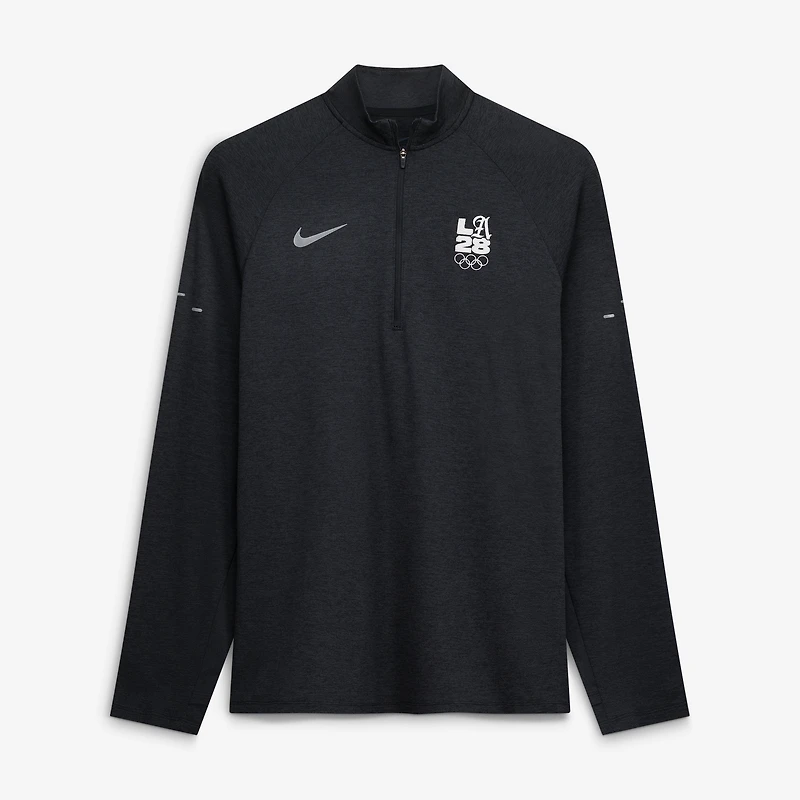 Pull Nike LA28 Stride Raglan Dri-FIT à demi-zip pour homme, noir, édition spéciale Jeux olympiques d'été