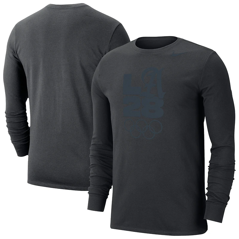 T-shirt à manches longues Nike LA28 Velocity Dri-FIT pour homme, noir, édition Team Issue, Jeux olympiques d'été