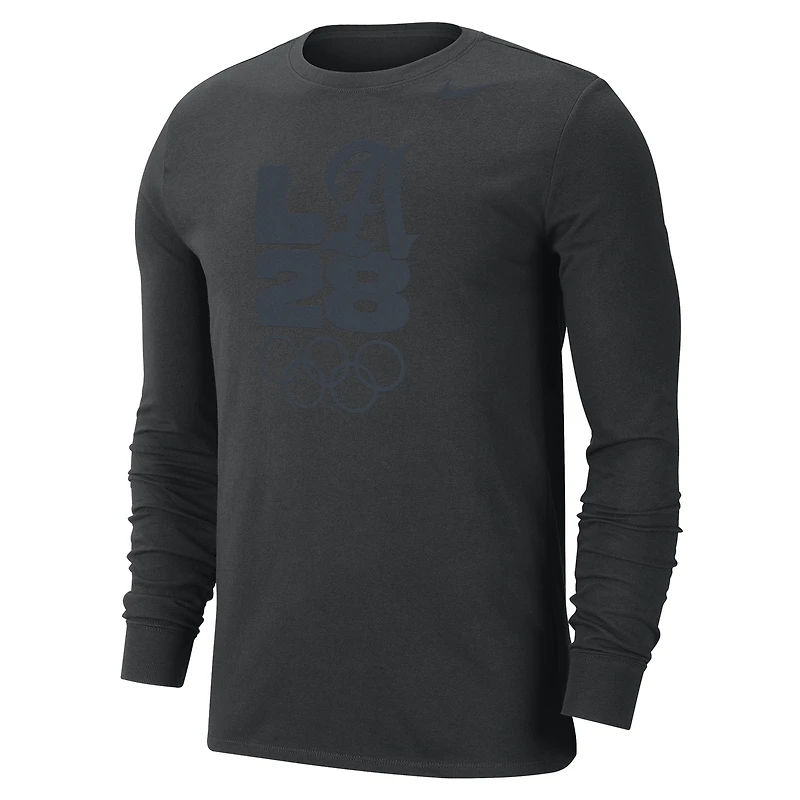 T-shirt à manches longues Nike LA28 Velocity Dri-FIT pour homme, noir, édition Team Issue, Jeux olympiques d'été