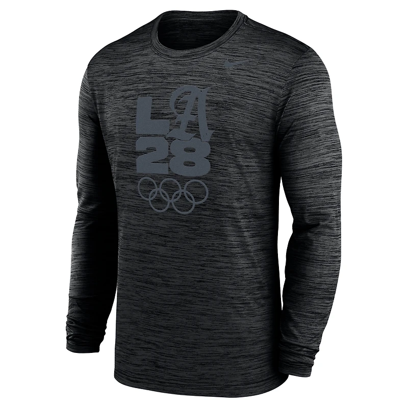 Men's Nike Heather Gray LA28 Summer Olympics Team Issue Velocity Dri-FIT Long Sleeve T-Shirt