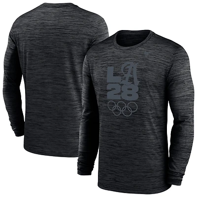 Men's Nike Heather Gray LA28 Summer Olympics Team Issue Velocity Dri-FIT Long Sleeve T-Shirt