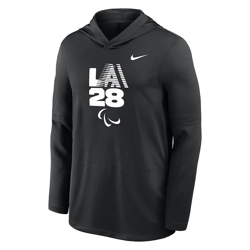 T-shirt à capuche léger manches longues Nike LA28 Paralympiques d'été Dri-FIT pour homme, noir