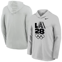 Men's Nike Gray LA28 Summer Olympics Lightweight Dri-FIT Long Sleeve Hoodie T-Shirt