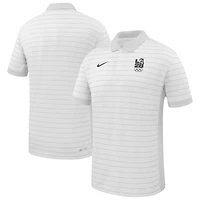 Polo Nike blanc LA28 Performance Victory Stripe pour homme, Jeux olympiques d'été