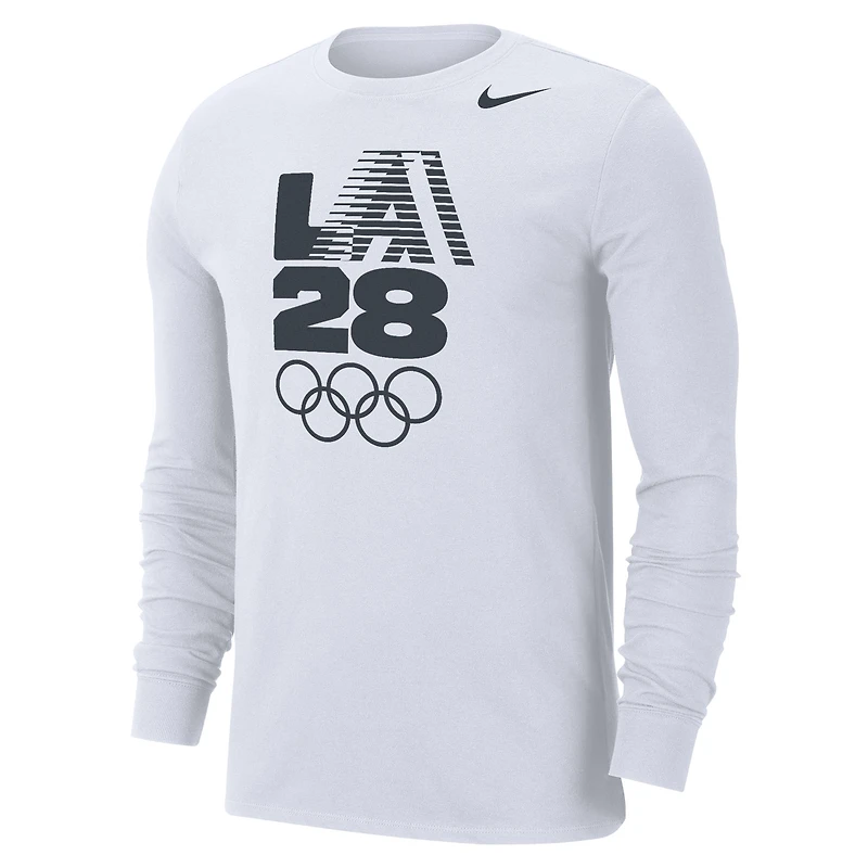 Men's Nike White LA28 Summer Olympics Team Issue Velocity Dri-FIT Long Sleeve T-Shirt