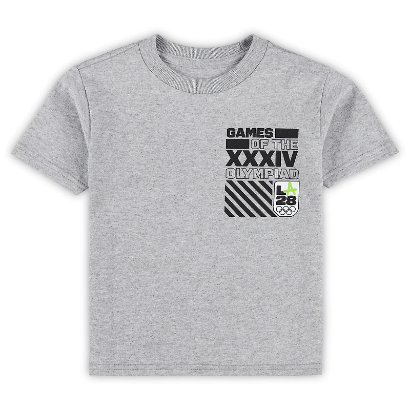 T-shirt pour tout-petit gris chiné LA28 avec étiquettes néon