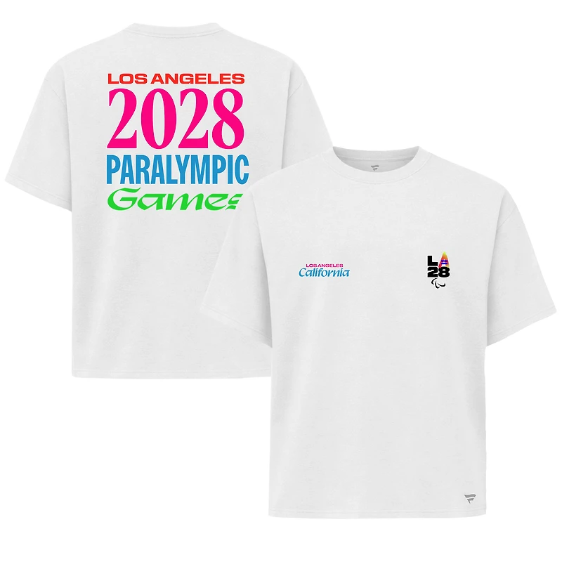 T-shirt blanc pour femme de la collection Fanatics LA28 Paralympics Superbloom