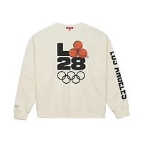 Sweat-shirt à col rond en polaire crème Mitchell & Ness LA28 x NBA All-Star Game pour femme