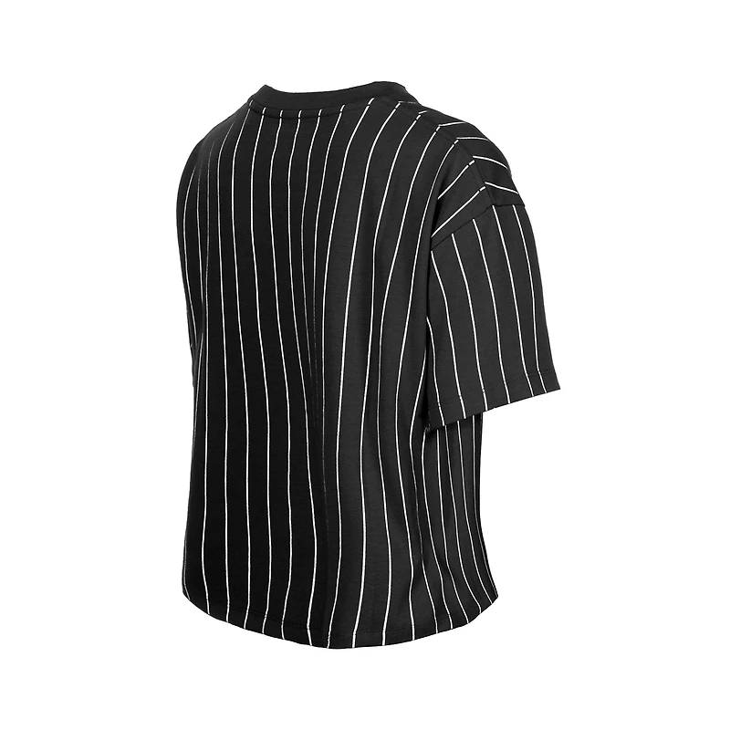 T-shirt New Era noir pour femme, manches courtes, rayures fines, dos en maille, édition spéciale Jeux olympiques d'été de Los Angeles 2028