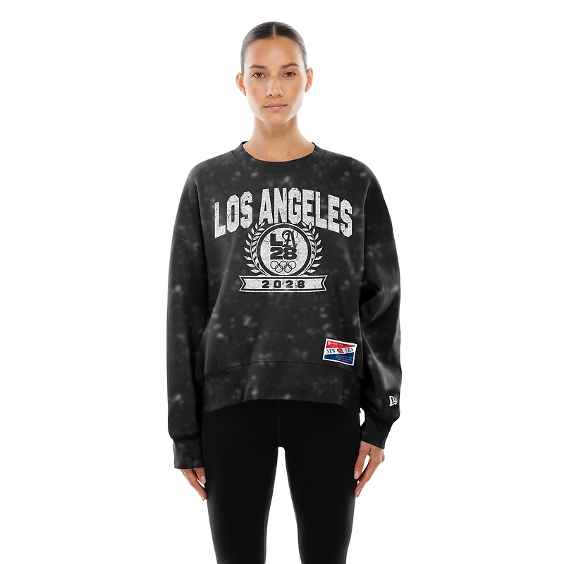 Sweat-shirt polaire à manches dolman New Era noir pour femme, édition spéciale Jeux olympiques d'été de Los Angeles 2028.