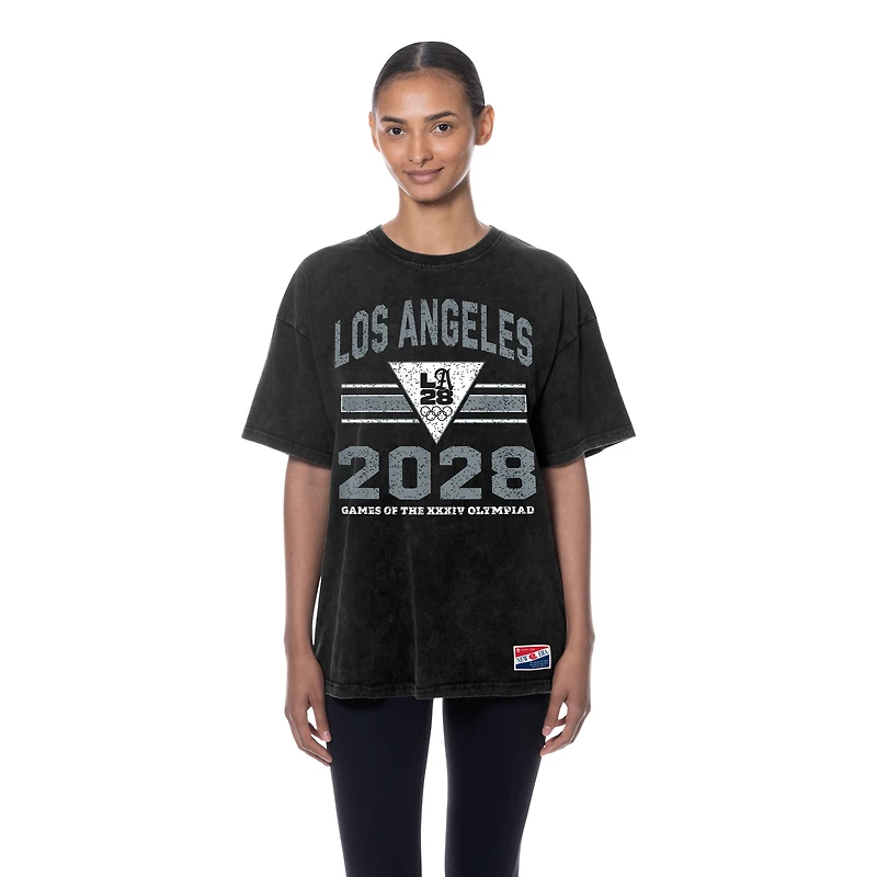 Women's New Era Black LA 2028 Summer Olympics Mineral Wash Oversized T-Shirt
