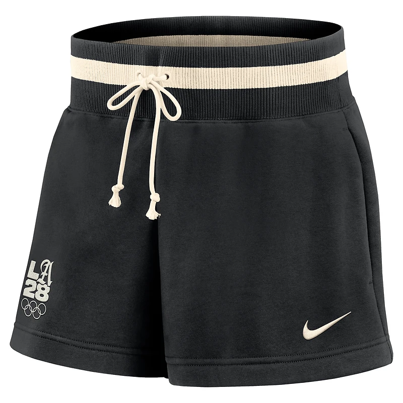Women's Nike Black LA28 Summer Olympics Phoenix Fleece High Rise Shorts