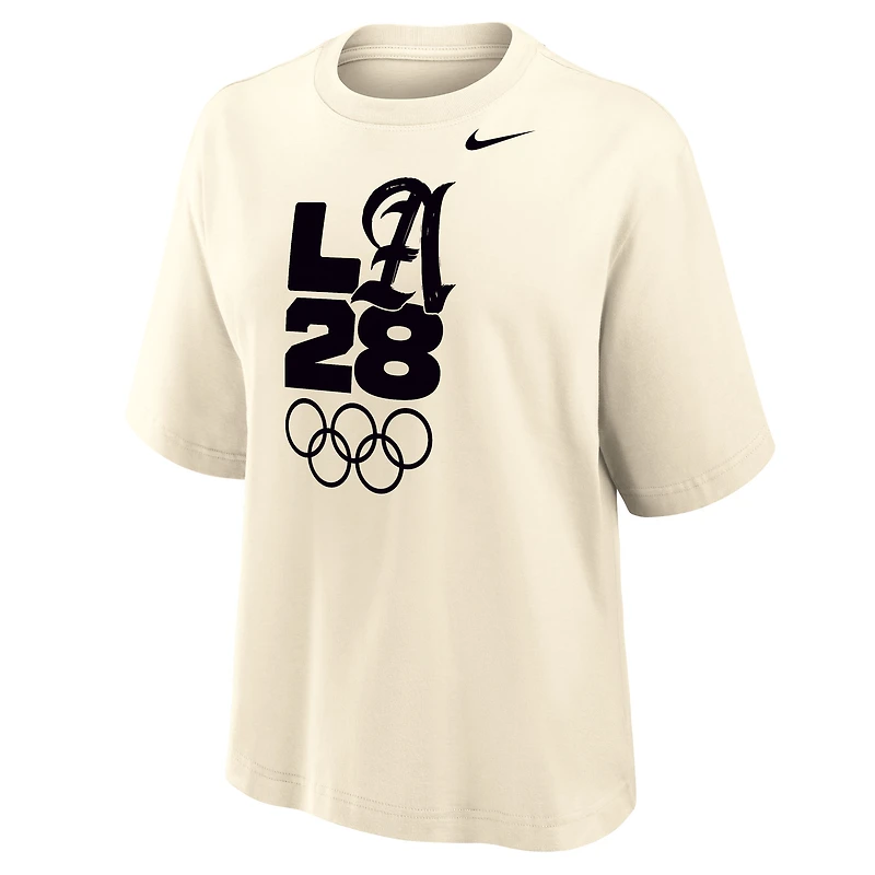 T-shirt Nike crème pour femme avec logo des Jeux olympiques d'été LA28