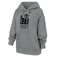 Women's Nike Heather Gray LA28 Summer Olympics Oversized Phoenix Fleece Hoodie