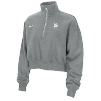 Sweat-shirt court surdimensionné en polaire à demi-zip Nike gris chiné LA28 pour femme, Jeux olympiques d'été Phoenix