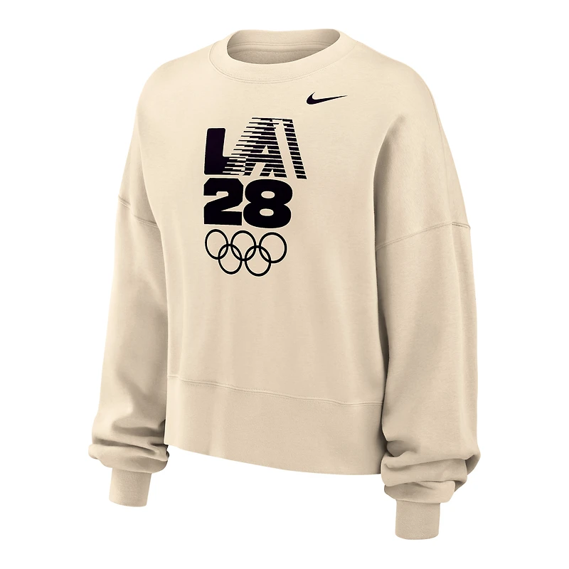 Sweat-shirt Nike Natural LA28 Retro Stripe surdimensionné en molleton Phoenix pour femme