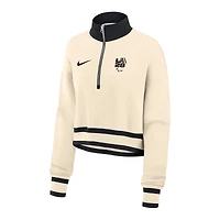 Women's Nike Natural LA28 Summer Paralympics Phoenix Oversized Fleece Half-Zip Cropped Sweatshirt