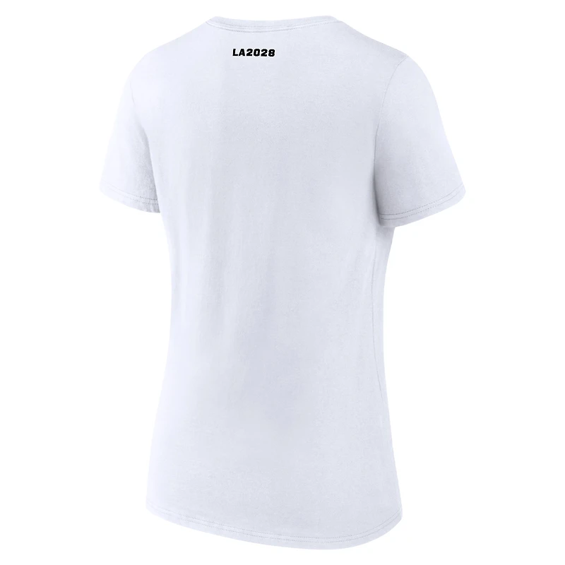Women's White LA 2028 Summer Olympics Pride V-Neck T-Shirt