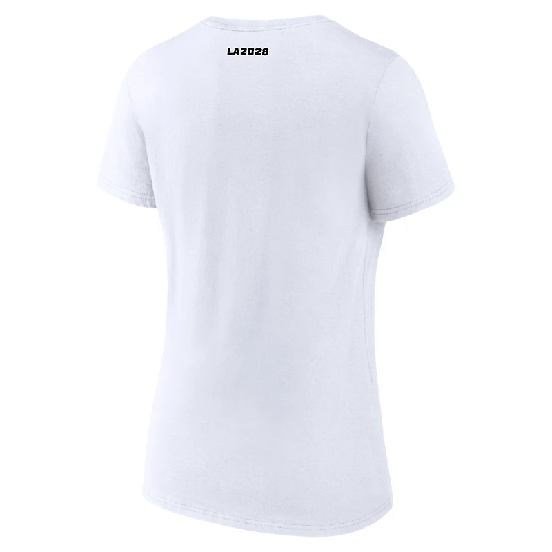 Women's White LA 2028 Summer Paralympics Logo Pride V-Neck T-Shirt