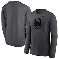 Youth Nike Anthracite LA28 Summer Olympics Legend Performance Long Sleeve T-Shirt