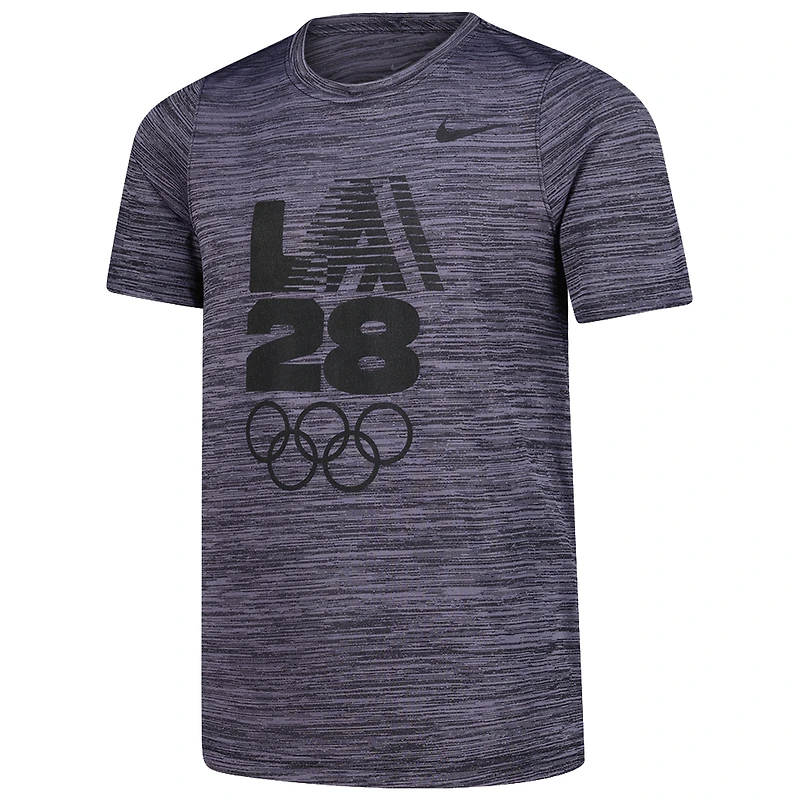 T-shirt Nike noir pour jeunes LA28, édition Velocity des Jeux olympiques d'été 2028