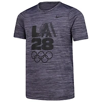 T-shirt Nike noir pour jeunes LA28, édition Velocity des Jeux olympiques d'été 2028