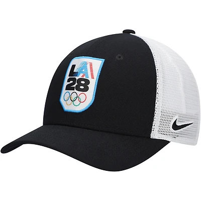 Youth Nike Black LA28 Rise Trucker Adjustable Hat