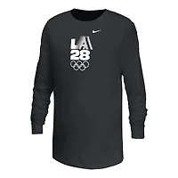 Youth Nike Black LA28 Summer Olympics Retro Stripe  Logo Long Sleeve T-Shirt