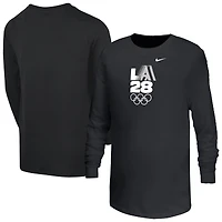 Youth Nike Black LA28 Summer Olympics Retro Stripe  Logo Long Sleeve T-Shirt