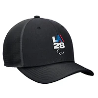 Youth Nike Black LA28 Summer Paralympics Retro Stripe Rise Adjustable Trucker Hat