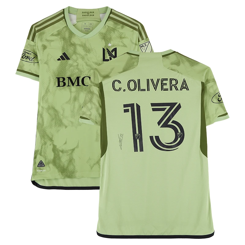 Cristian Olivera LAFC Autographed Match-Used #13 Green adidas Jersey from the 2024 MLS Season - Size M
