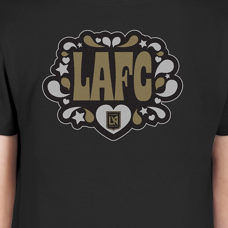 Girls Youth New Era Black LAFC Bubble Heart T-Shirt