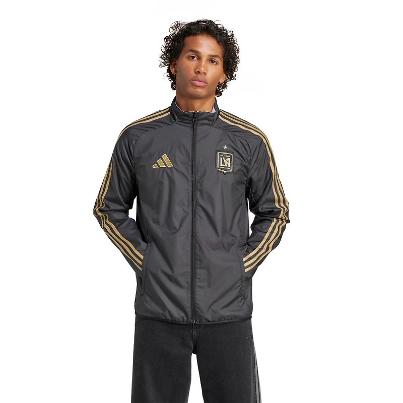 Men's adidas Black/White LAFC 2025 Anthem Reversible Full-Zip Jacket