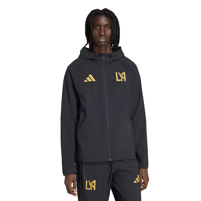 Men's adidas  Black LAFC Tiro Travel Full-Zip Hooded Windbreaker