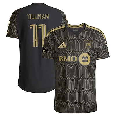 Maillot authentique adidas Timothy Tillman noir LAFC 2026, tenue principale avec patch porté sur le terrain