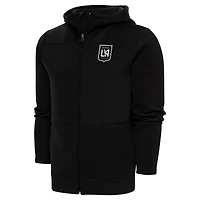 Men's Antigua Black LAFC Brushed Metallic Logo Protect Full-Zip Hoodie