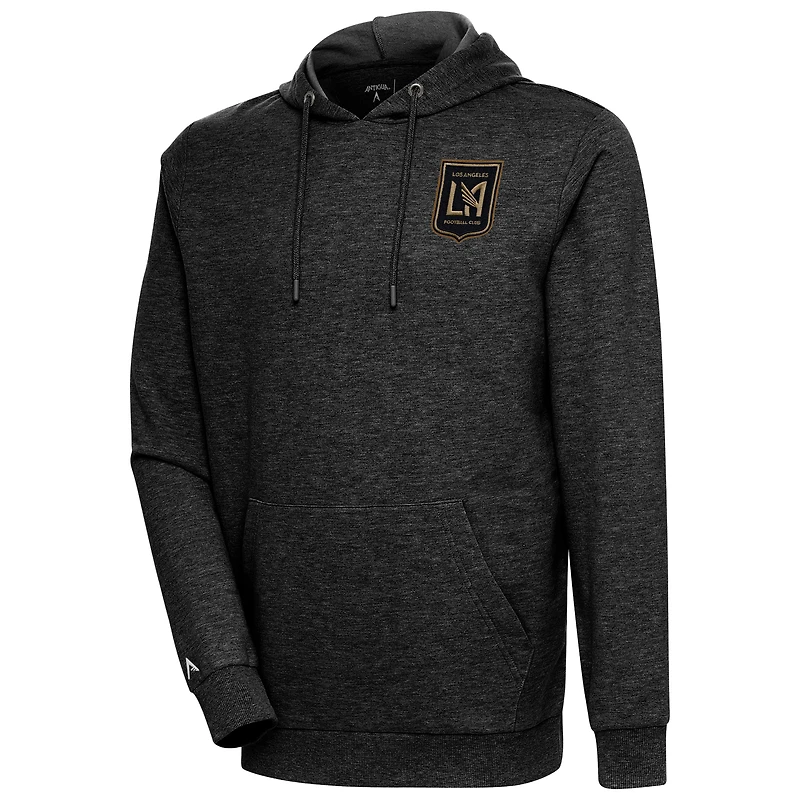 Men's Antigua Heather Black LAFC Logo Action Pullover Hoodie