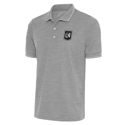 Men's Antigua Heather Gray LAFC Brushed Metallic Logo Solid Pique Polo