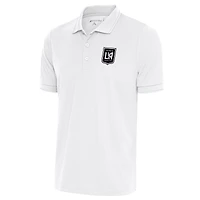Men's Antigua White LAFC Brushed Metallic Logo Solid Pique Polo