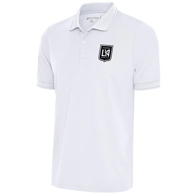 Men's Antigua White LAFC Brushed Metallic Logo Solid Pique Polo
