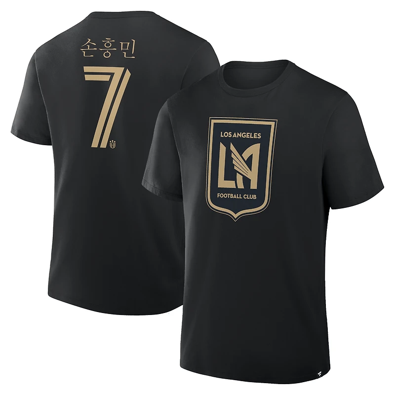 T-shirt noir pour homme Fanatics Son Heung-Min LAFC Hangul avec nom et numéro