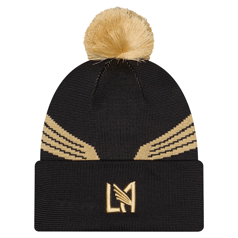 Bonnet en maille à revers avec pompon, noir, New Era LAFC 2026