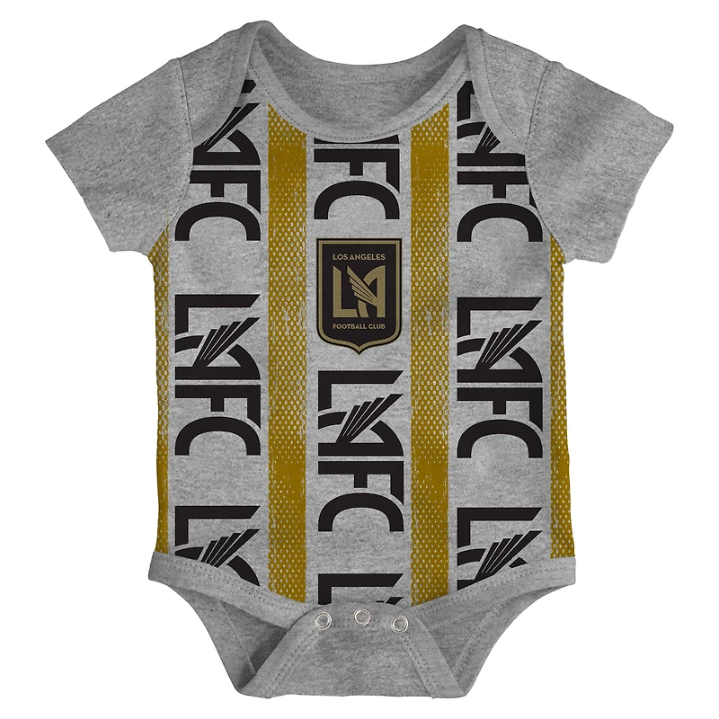 Newborn Black/Heather Gray/Gold LAFC Loyal Buddies 3-Pack Bodysuit Set